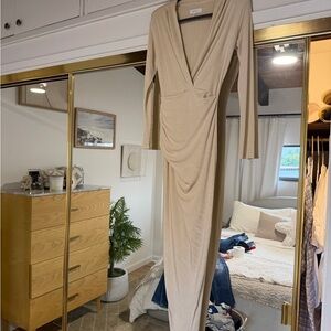 Elegant Beige High Low Dress